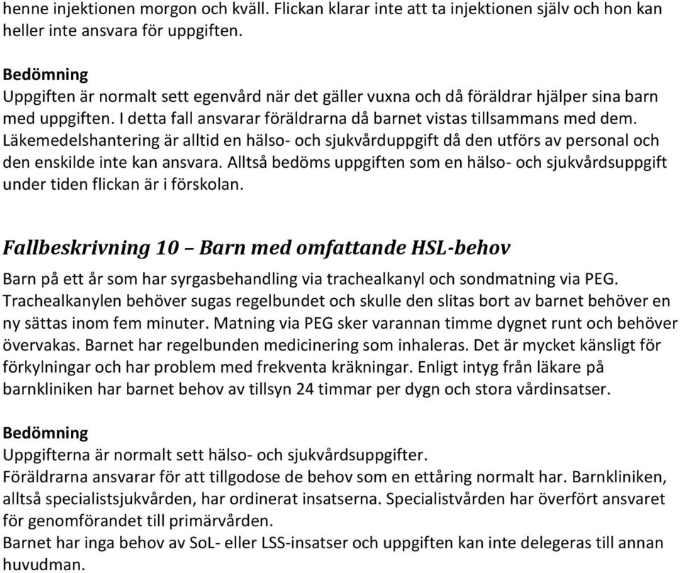 Läkemedelshantering är alltid en hälso- och sjukvårduppgift då den utförs av personal och den enskilde inte kan ansvara.