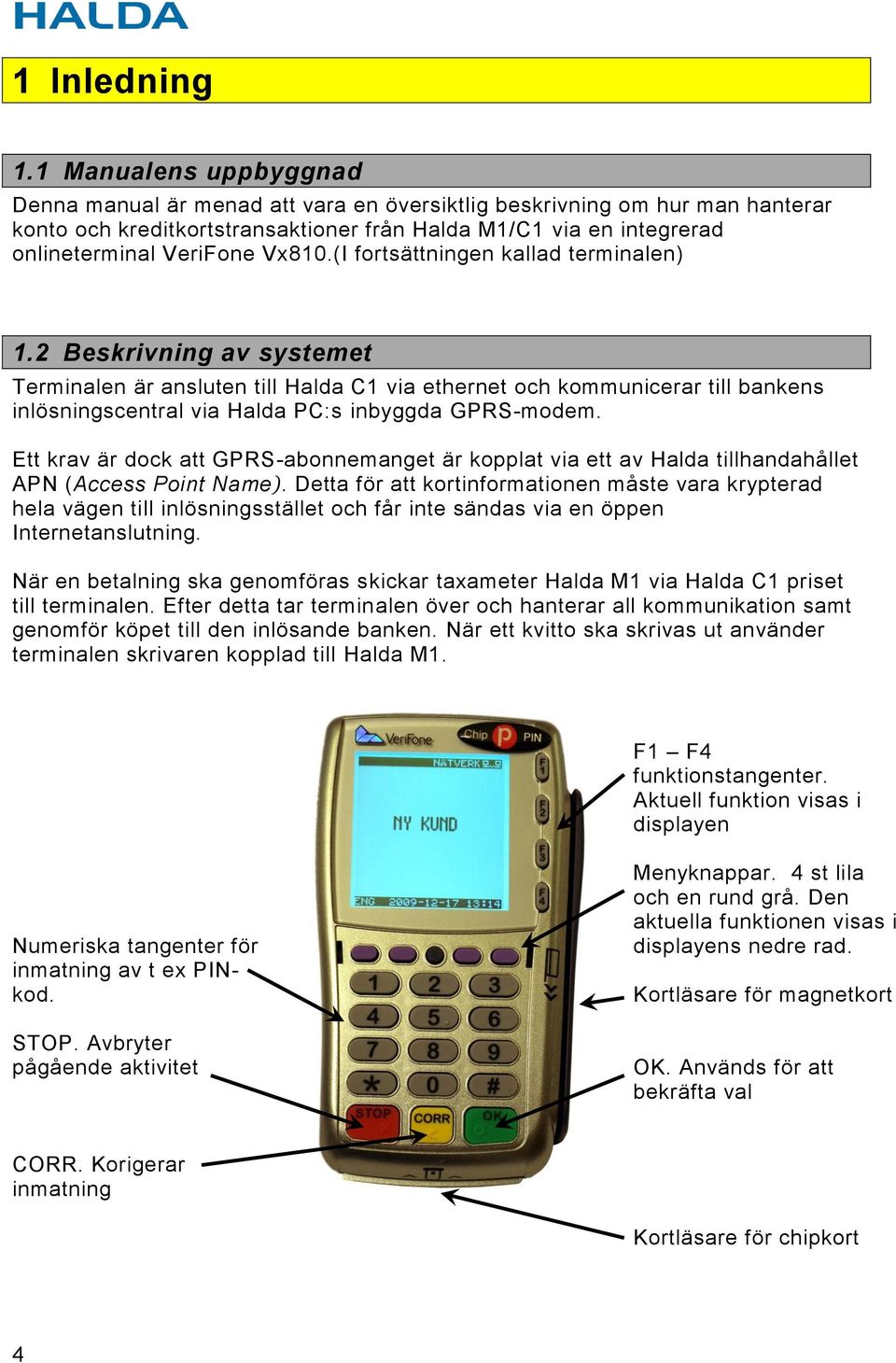 Vx810.(I fortsättningen kallad terminalen) 1.