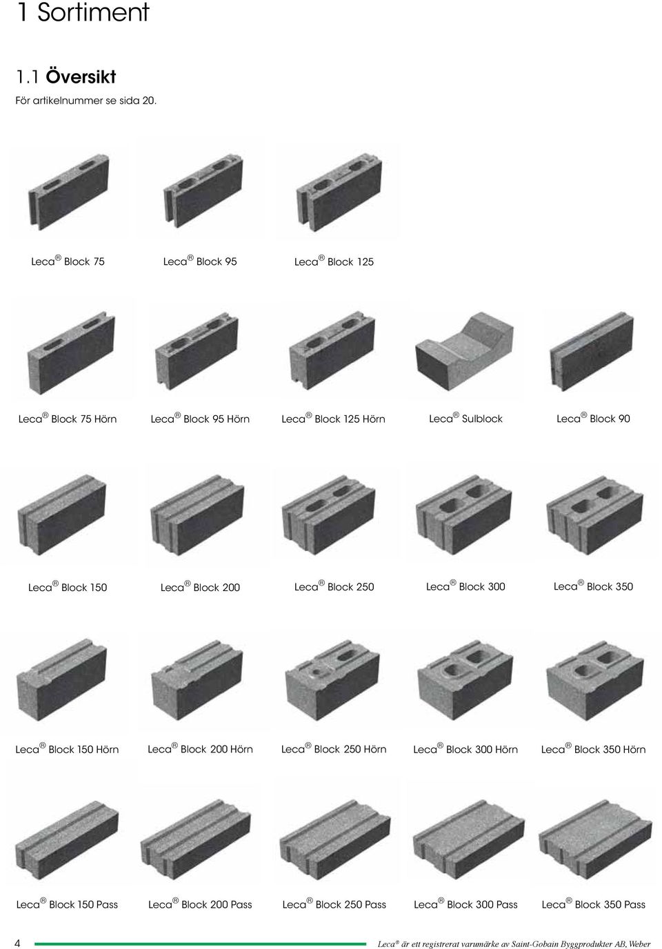 Block 150 Leca Block 200 Leca Block 250 Leca Block 300 Leca Block 350 Leca Block 150 Hörn Leca Block 200 Hörn Leca Block 250 Hörn