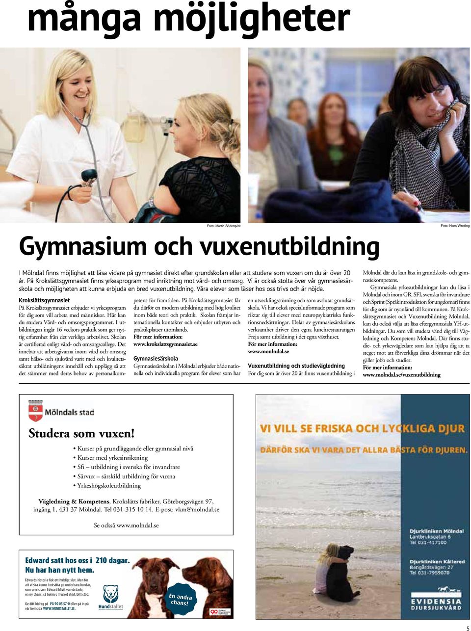 Vi är också stolta över vår gymnasiesärskola och möjligheten att kunna erbjuda en bred vuxenutbildning. Våra elever som läser hos oss trivs och är nöjda.