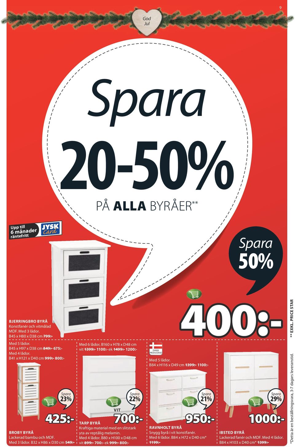 B32 x H86 x D30 cm 549:- Med 6 lådor, B160 x H78 x D48 cm vit 1399:- 1100:- ek 1499:- 1200:- VIT TARP byrå Kraftiga material med en slitstark yta av reptålig melamin. Med 4 lådor.