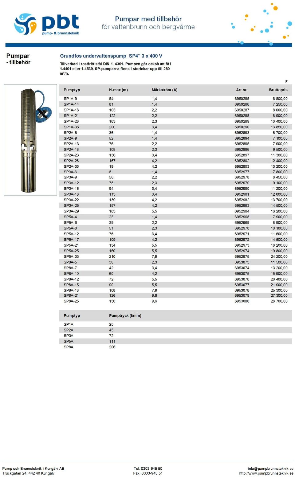 13 850,00 SP2A-6 36 1,4 6952893 6 700,00 SP2A-9 52 1,4 6952894 7 100,00 SP2A-13 76 2,2 6952895 7 900,00 SP2A-18 108 2,3 6952896 9 500,00 SP2A-23 136 3,4 6952897 11 300,00 SP2A-28 167 4,2 6952802 12