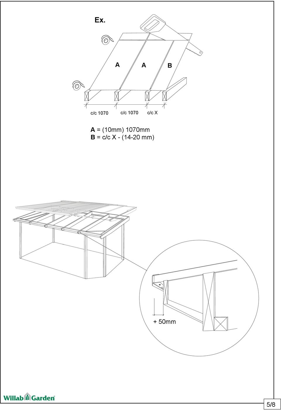 (10mm) 1070mm B = c/c