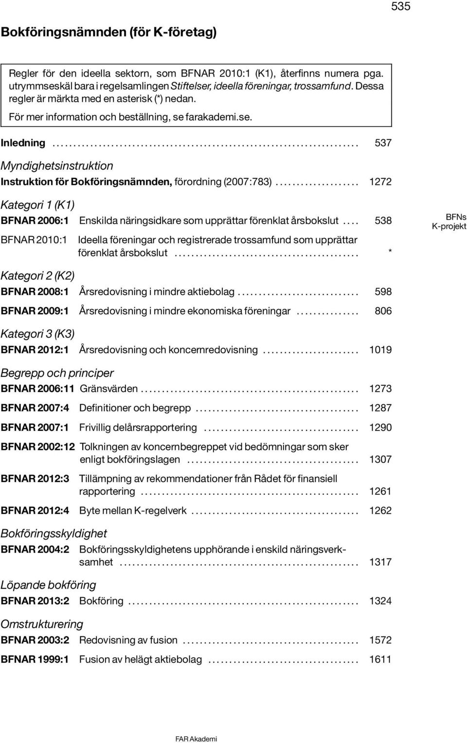 ................... 1272 Kategori 1 (K1) BFNAR 2006:1 Enskilda näringsidkare som upprättar förenklat årsbokslut.