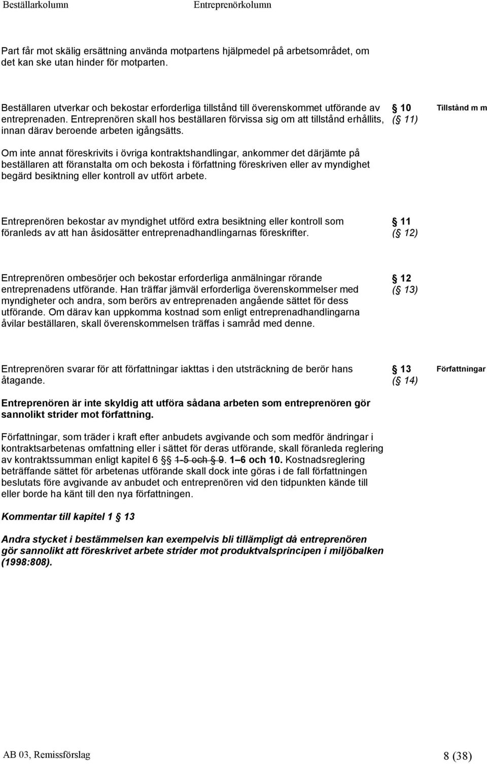 Entreprenören skall hos beställaren förvissa sig om att tillstånd erhållits, innan därav beroende arbeten igångsätts.