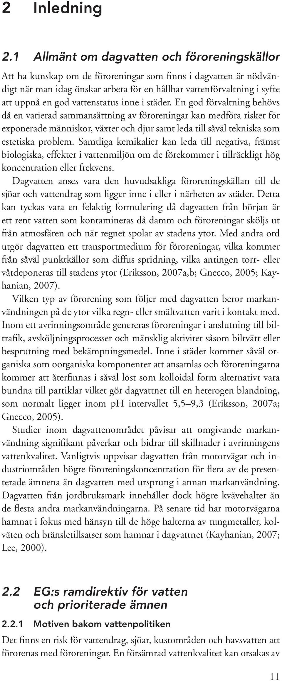 vattenstatus inne i städer.
