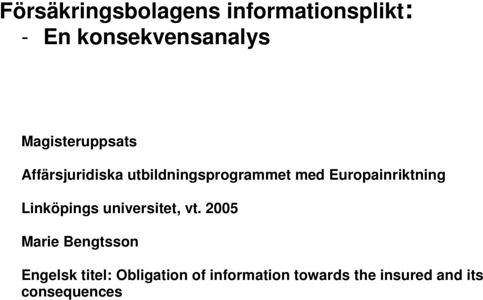 Europainriktning Linköpings universitet, vt.