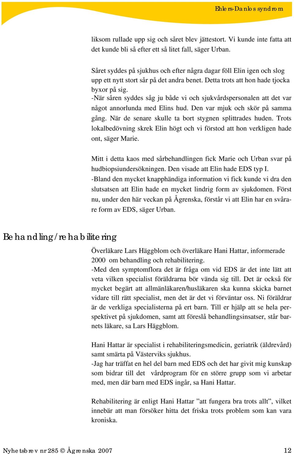 Ehlers-Danlos syndrom Nyhetsbrev PDF Gratis nedladdning