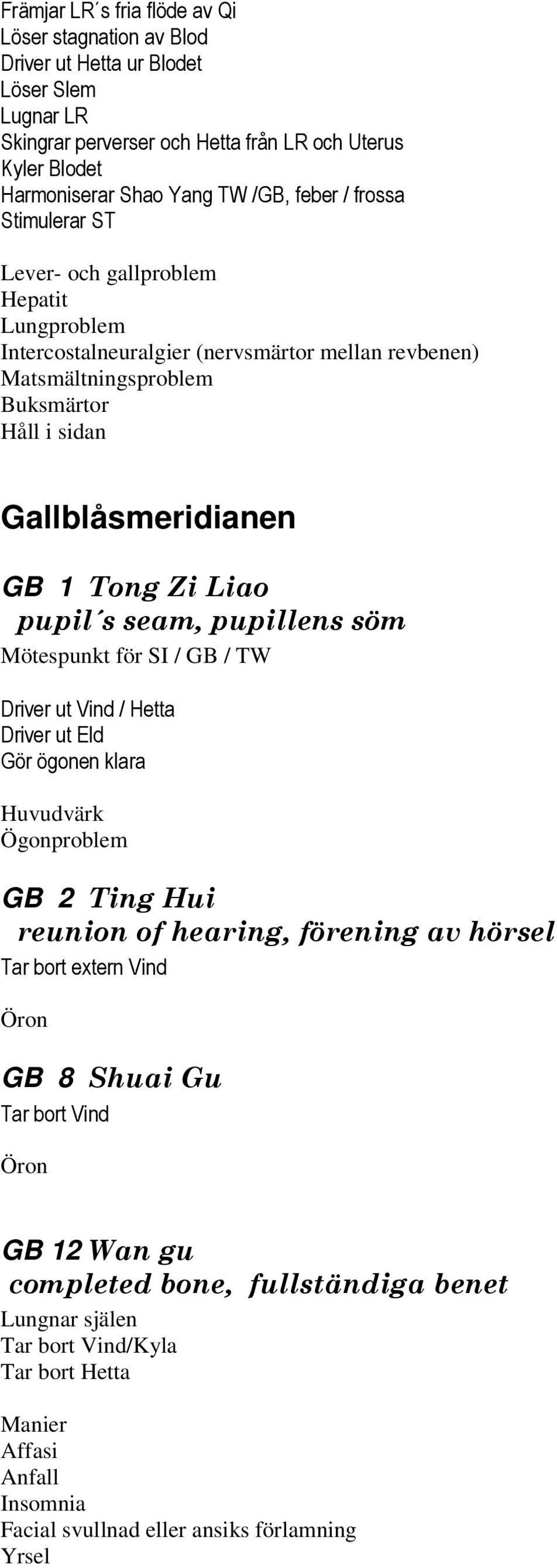 seam, pupillens söm Mötespunkt för SI / GB / TW Driver ut Vind / Hetta Driver ut Eld Gör ögonen klara Huvudvärk Ögonproblem GB 2 Ting Hui reunion of hearing, förening av hörsel Tar bort extern Vind