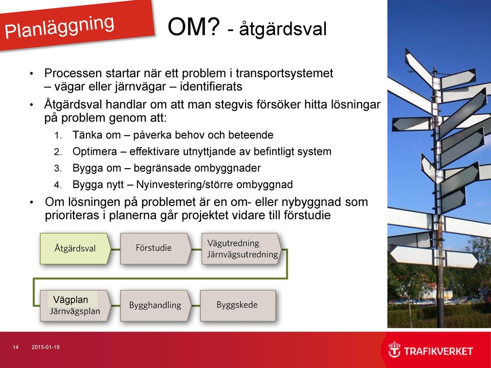 Optimera effektivare utnyttjande av befintligt system 3. Bygga om begränsade ombyggnader 4.