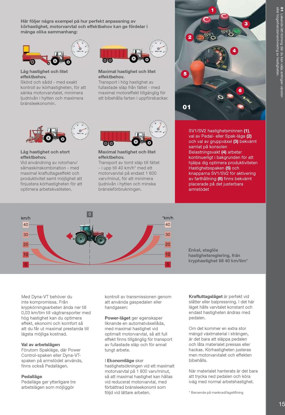 Transport i hög hastighet av fullastade släp från fältet - med maximal motoreffekt tillgänglig för att bibehålla farten i uppförsbackar.