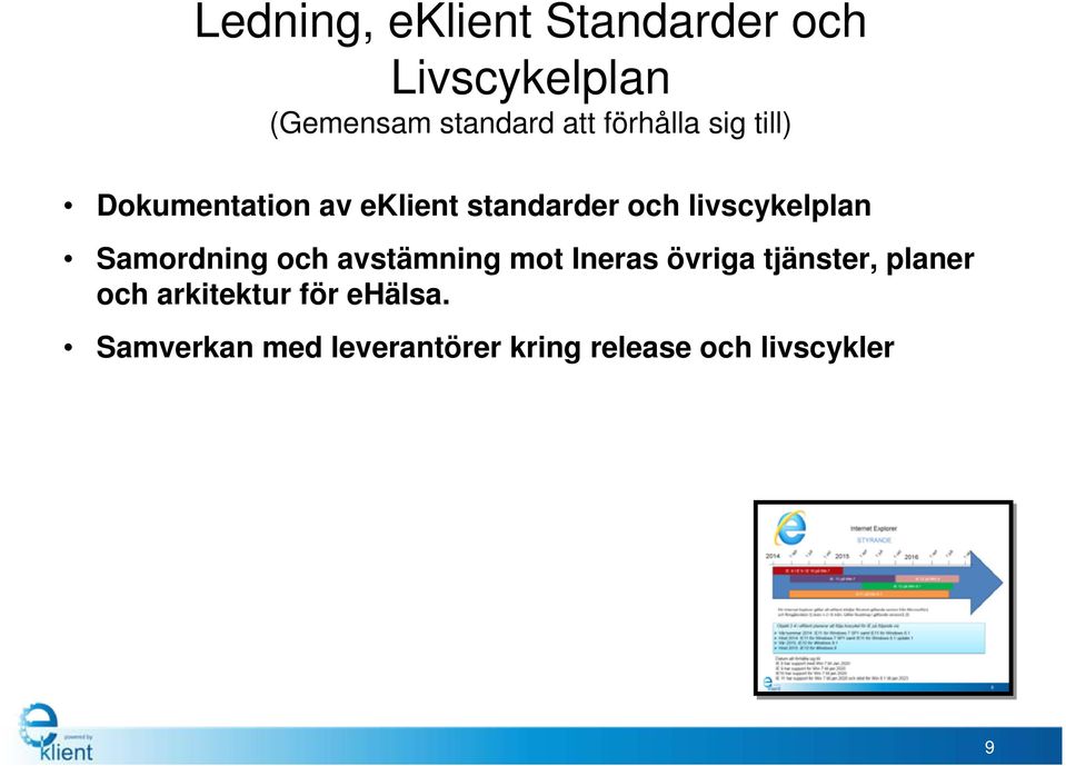 livscykelplan Samordning och avstämning mot Ineras övriga tjänster,