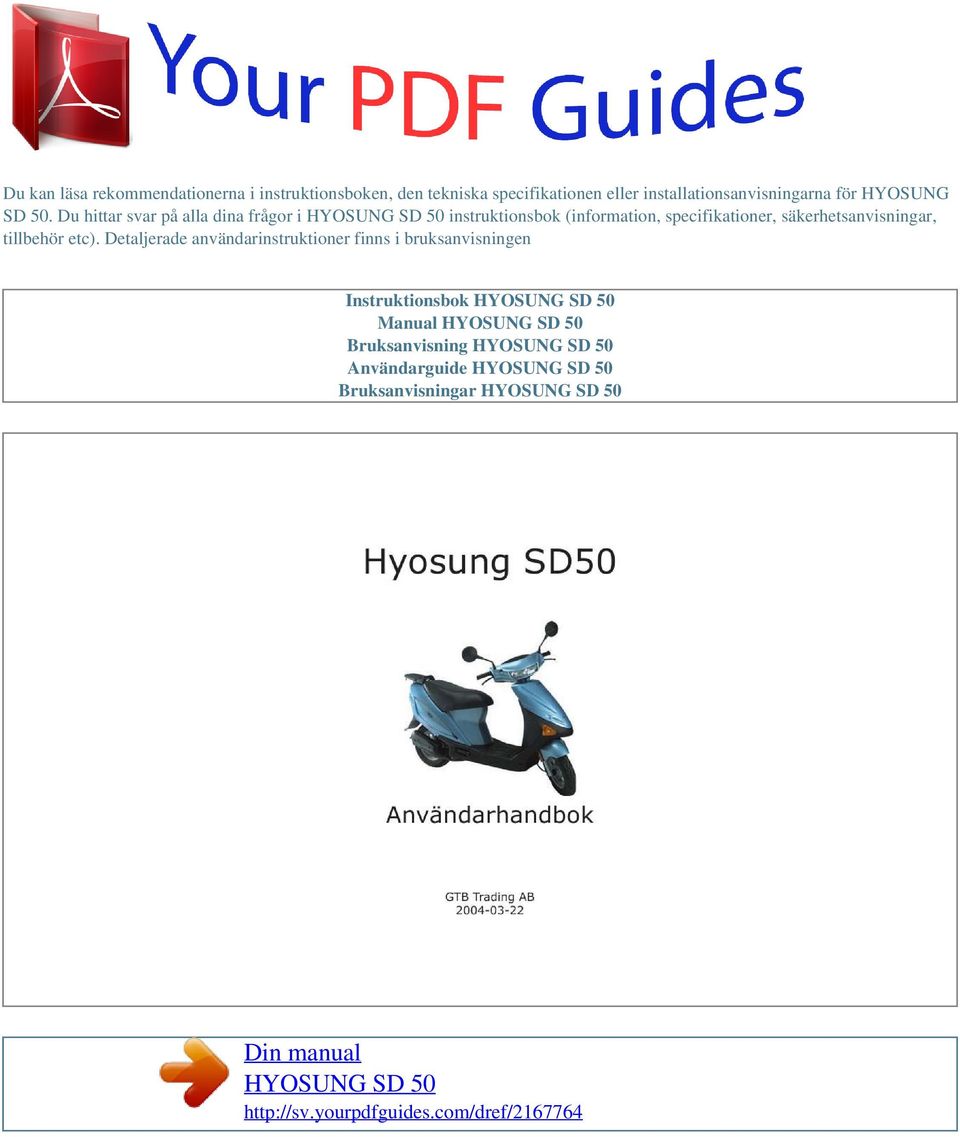 Din manual HYOSUNG SD 50 - PDF Gratis nedladdning