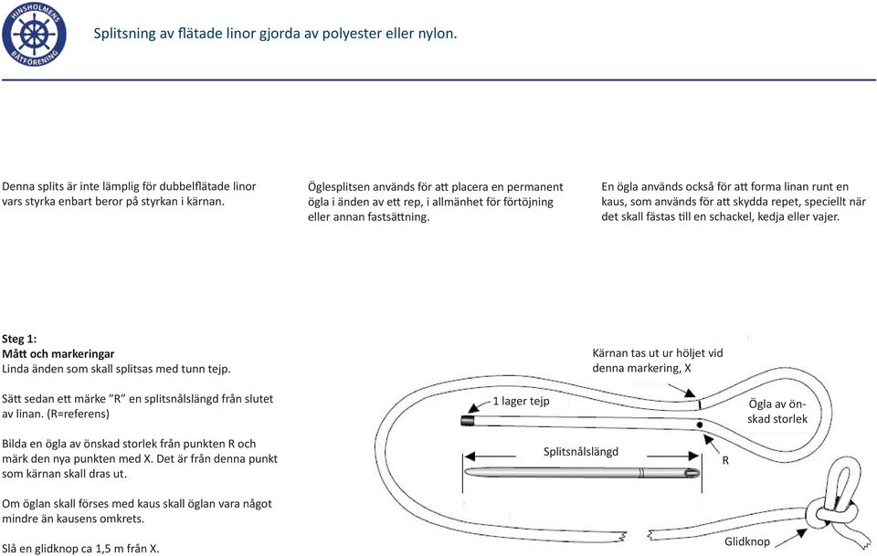 En ögla används också för att forma linan runt en kaus, som används för att skydda repet, speciellt när det skall fästas till en schackel, kedja eller vajer.