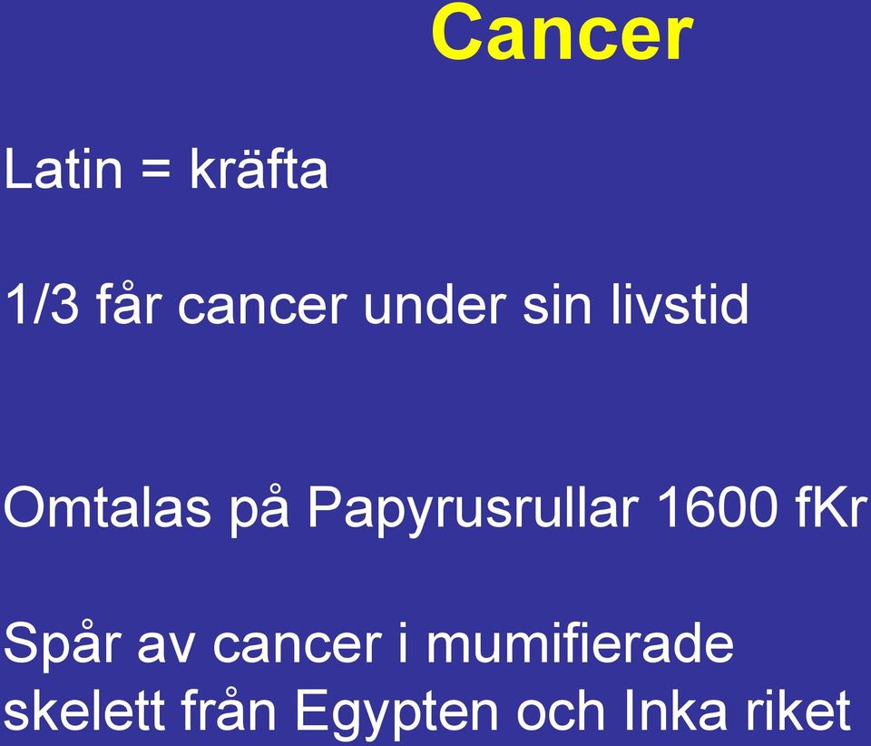 Papyrusrullar 1600 fkr Spår av cancer