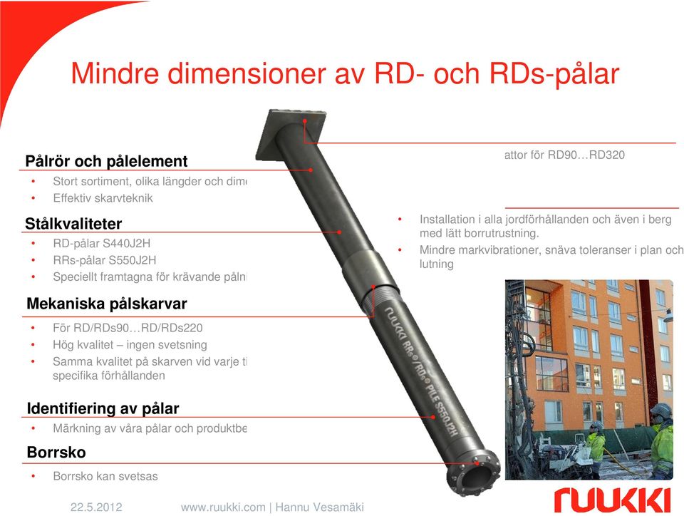 Standard tryckplattor för RD90 Installation RD320 Installation i alla jordförhållanden och även i berg med lätt borrutrustning.