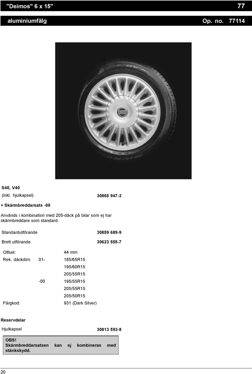 som standard. Standardutförande 30859 689-9 Brett utförande 30623 555-7 Offset: 44 mm Rek.