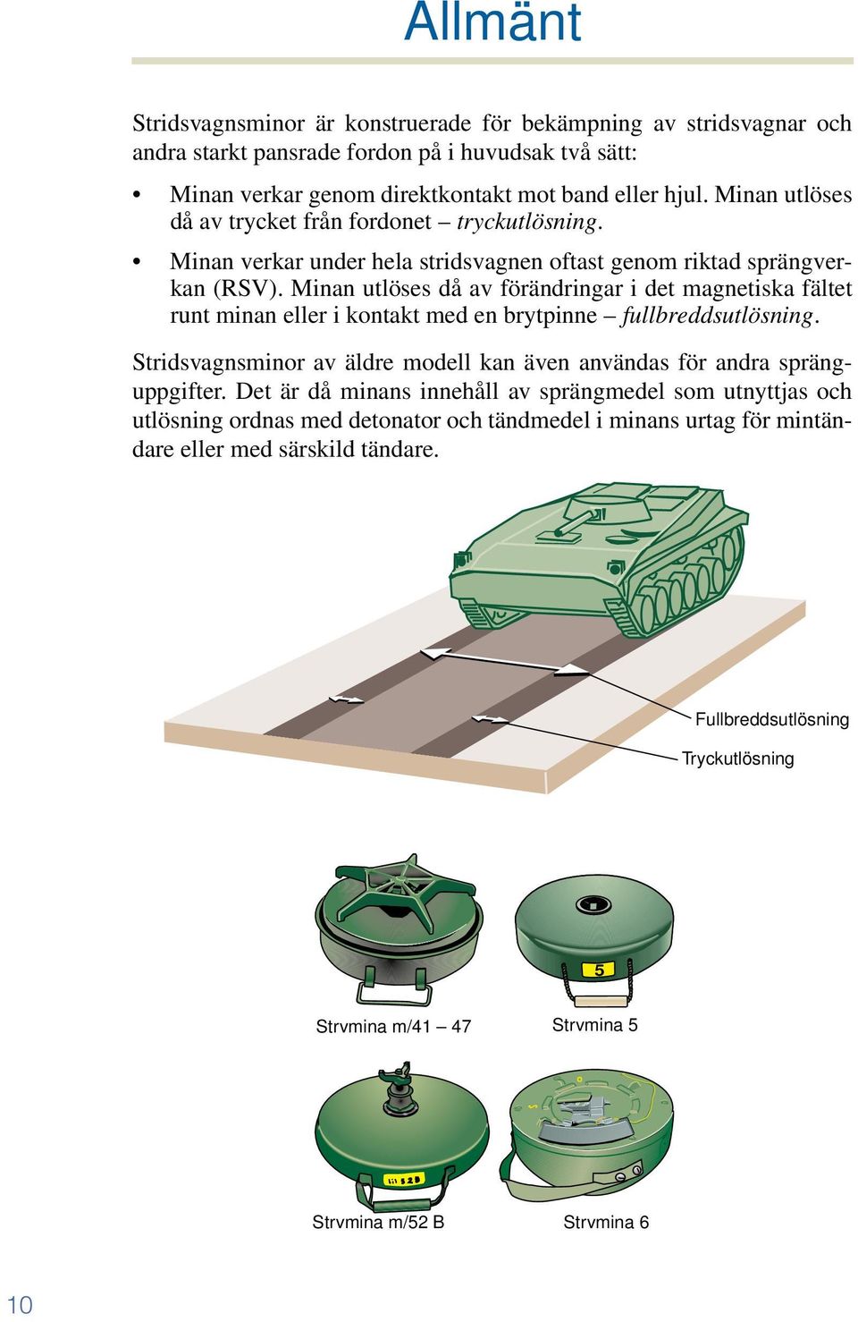 Minan utlöses då av förändringar i det magnetiska fältet runt minan eller i kontakt med en brytpinne fullbreddsutlösning.