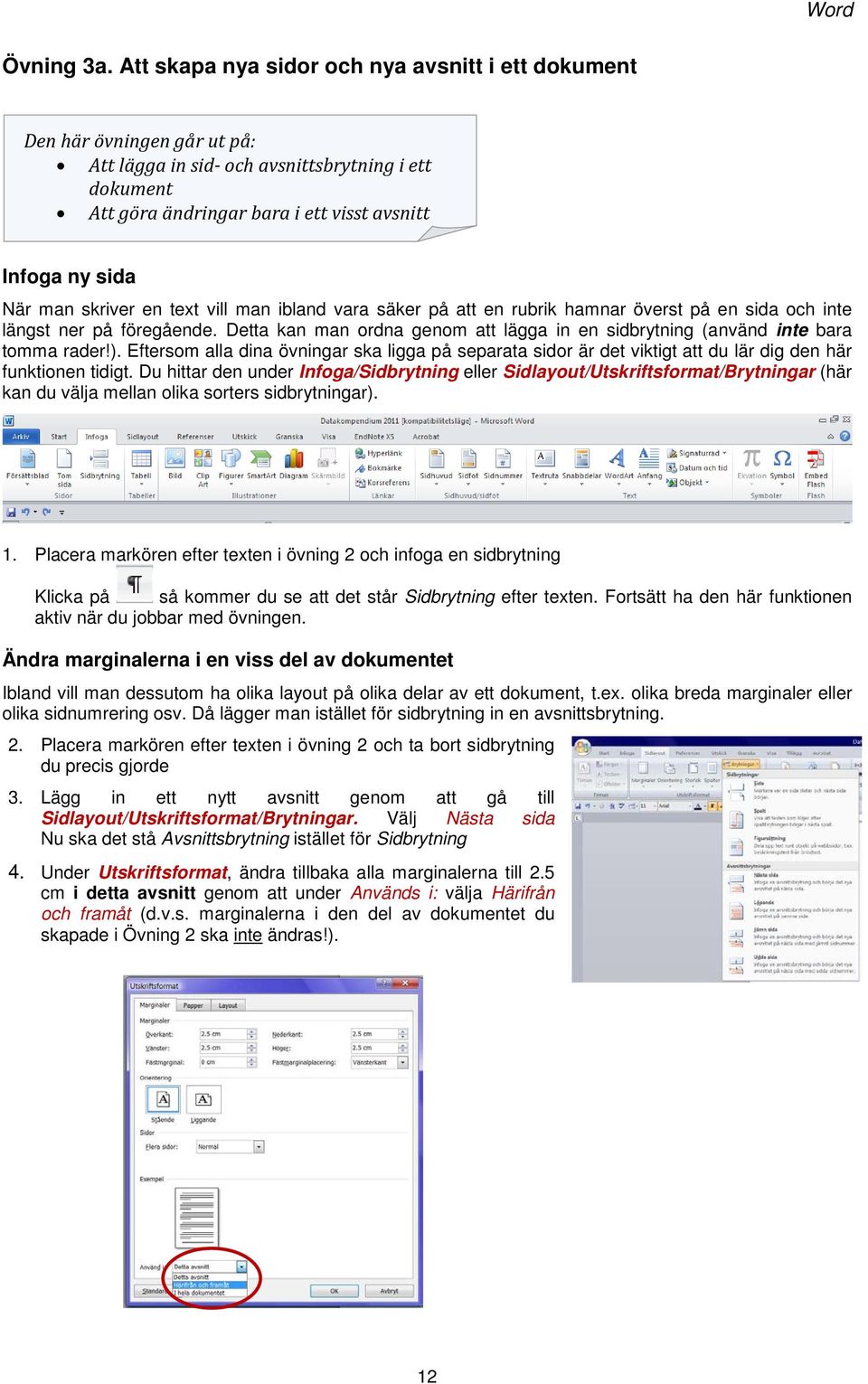 skriver en text vill man ibland vara säker på att en rubrik hamnar överst på en sida och inte längst ner på föregående.