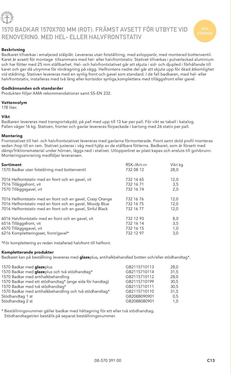 Stativet tillverkas i pulverlackad aluminium och har fötter med 25 mm ställbarhet.