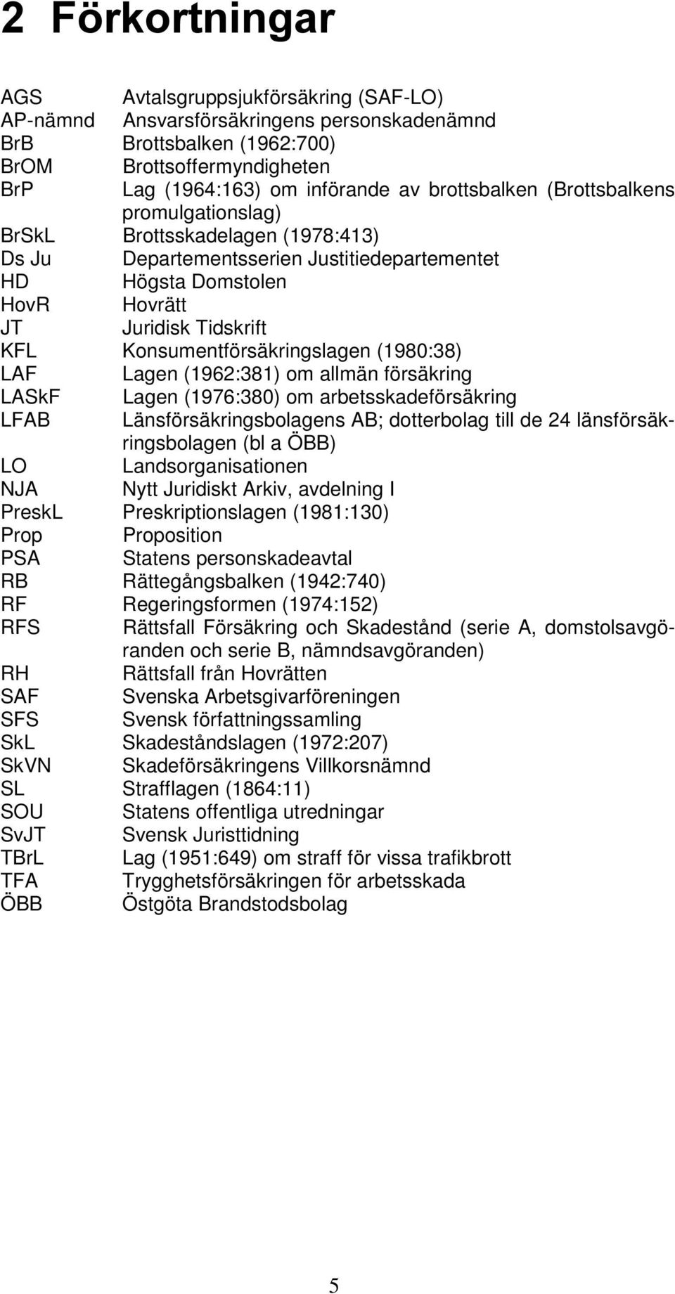 (1980:38) LAF Lagen (1962:381) om allmän försäkring LASkF Lagen (1976:380) om arbetsskadeförsäkring LFAB Länsförsäkringsbolagens AB; dotterbolag till de 24 länsförsäkringsbolagen (bl a ÖBB) LO