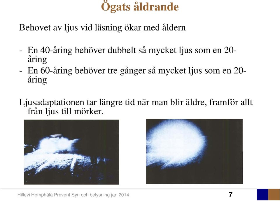 60-åring behöver tre gånger så mycket ljus som en 20- åring