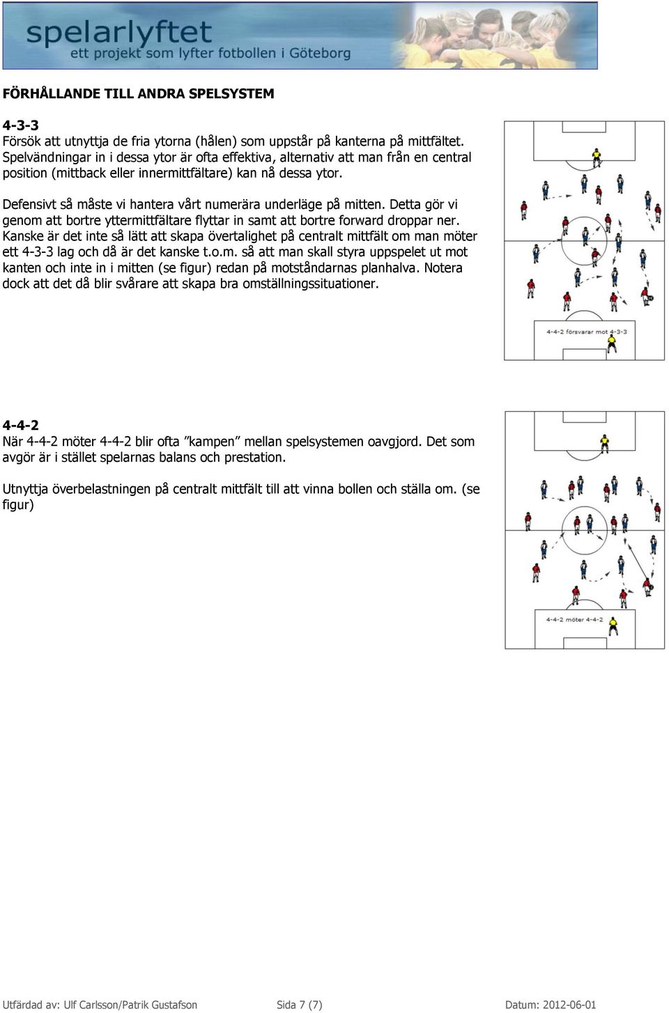 Defensivt så måste vi hantera vårt numerära underläge på mitten. Detta gör vi genom att bortre yttermittfältare flyttar in samt att bortre forward droppar ner.