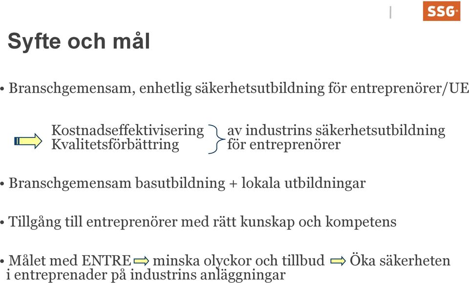 Branschgemensam basutbildning + lokala utbildningar Tillgång till entreprenörer med rätt kunskap