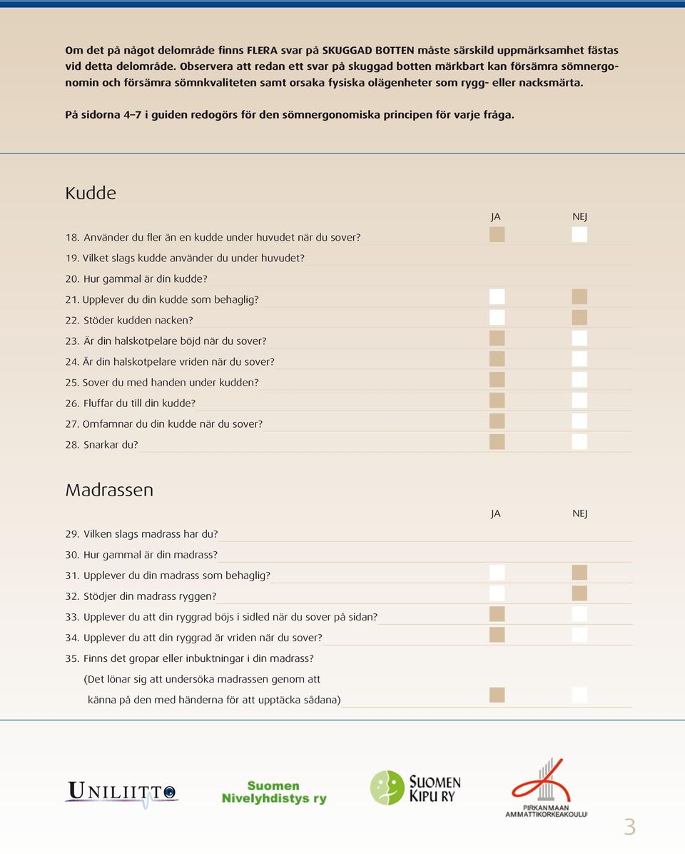 SÖMNERGONOMI, KARTLÄGGNING OCH GUIDE - PDF Free Download