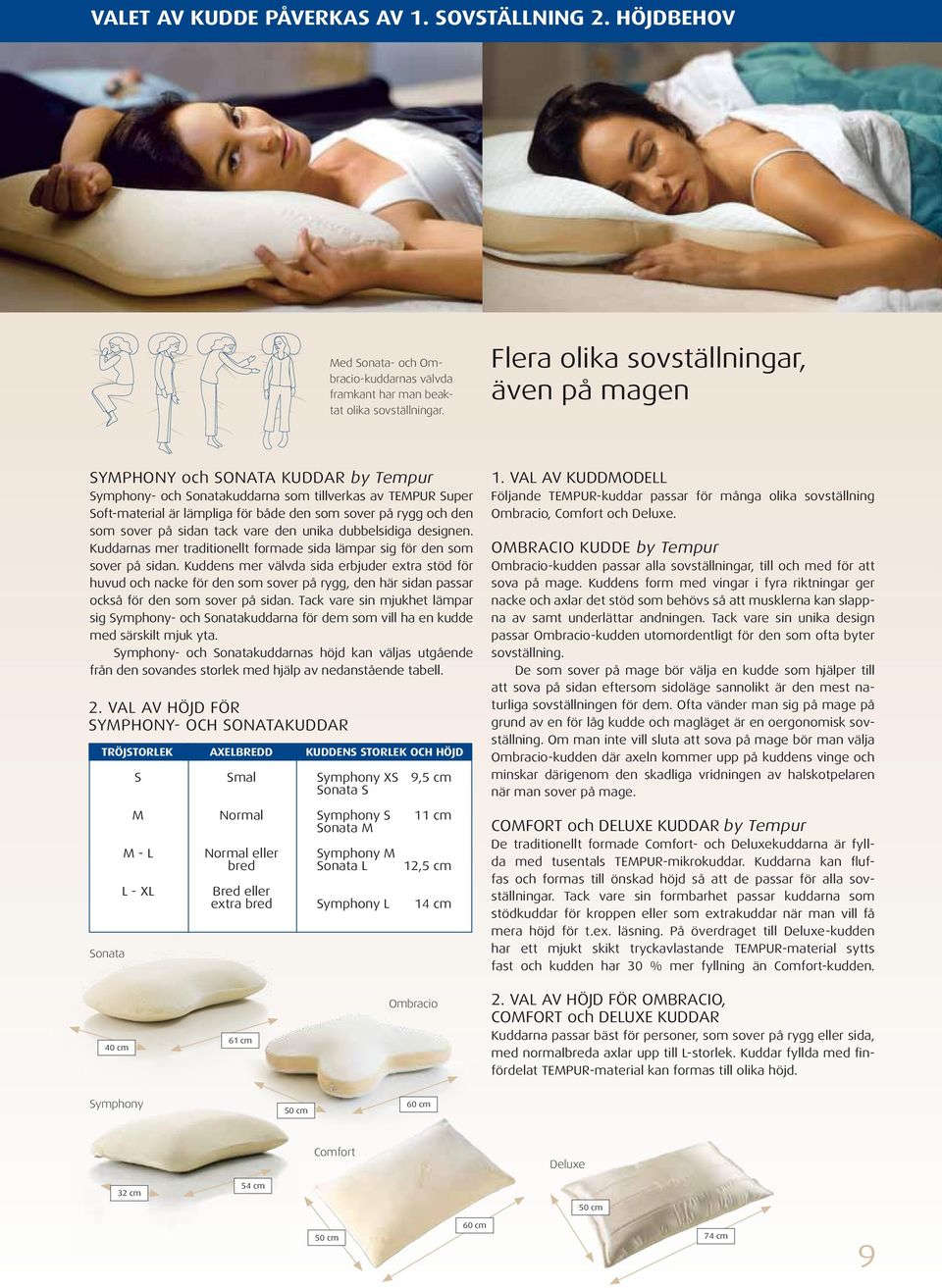 den som sover på sidan tack vare den unika dubbelsidiga designen. Kuddarnas mer traditionellt formade sida lämpar sig för den som sover på sidan.