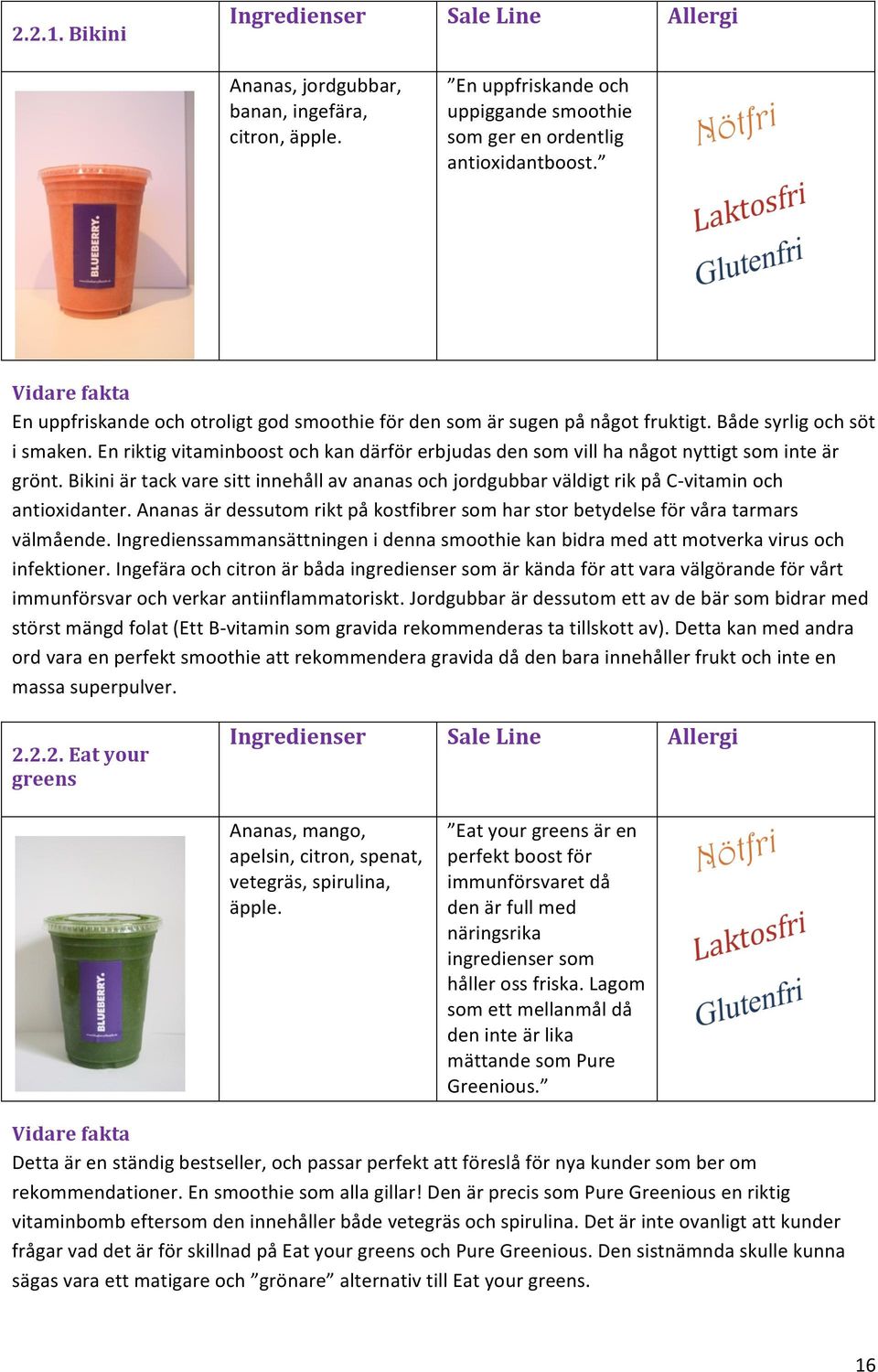En riktig vitaminboost och kan därför erbjudas den som vill ha något nyttigt som inte är grönt. Bikini är tack vare sitt innehåll av ananas och jordgubbar väldigt rik på C- vitamin och antioxidanter.
