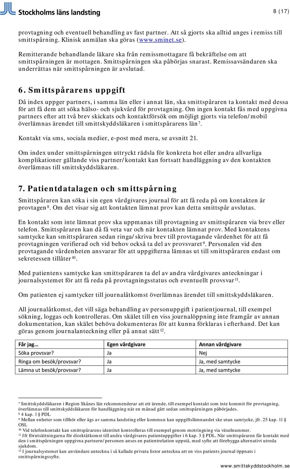 Remissavsändaren ska underrättas när smittspårningen är avslutad. 6.