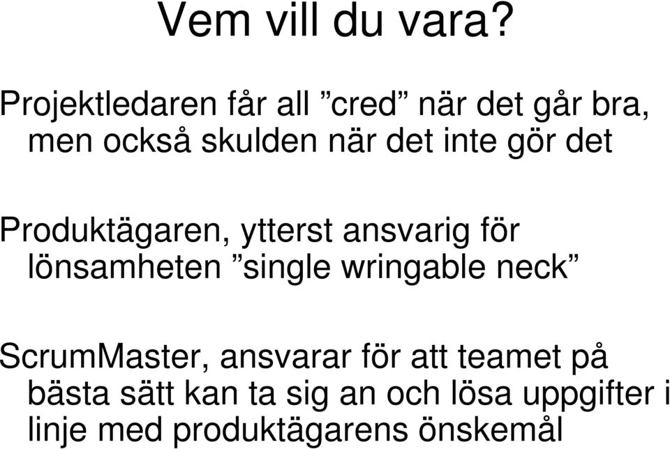 inte gör det Produktägaren, ytterst ansvarig för lönsamheten single