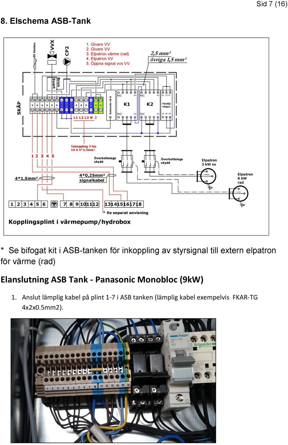 Öppna signal vvx VV * Se bifogat kit i ASB-tanken för inkoppling av styrsignal till extern