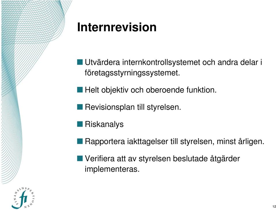 Revisionsplan till styrelsen.
