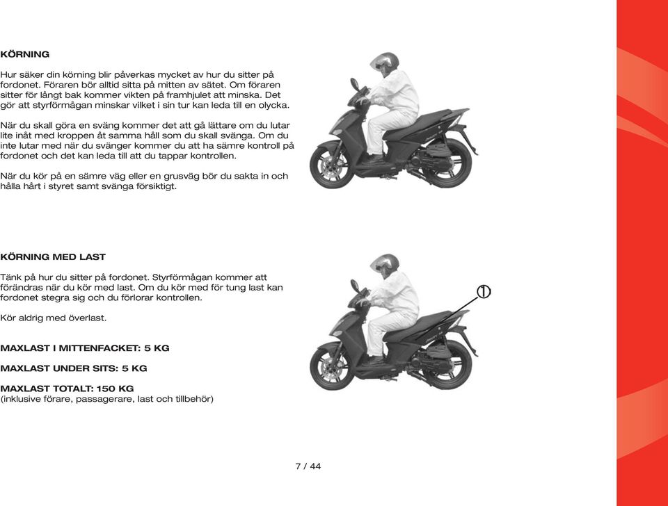 ANVÄNDARMANUAL KYMCO AGILITY CITY 50/150 - PDF Gratis nedladdning