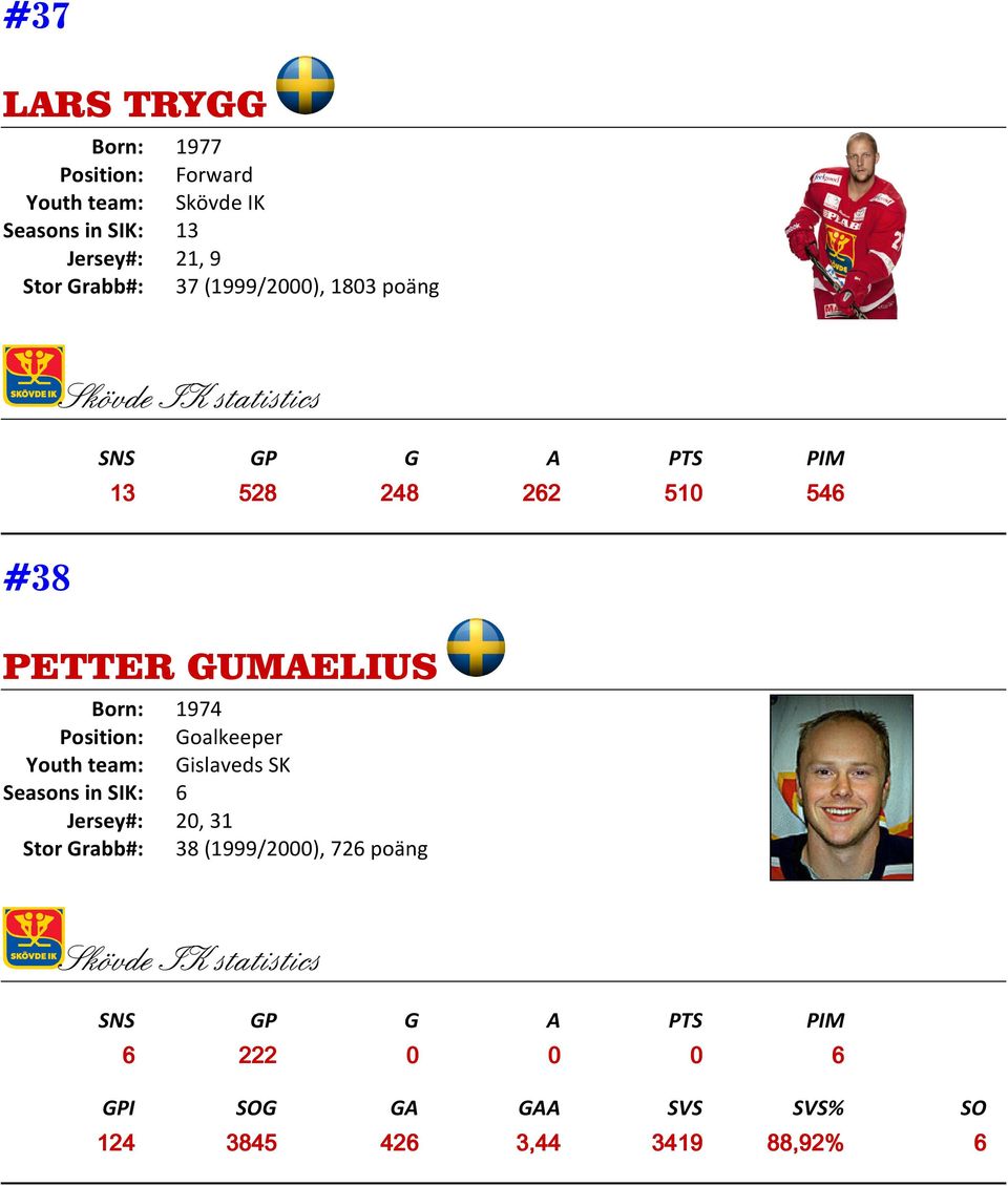 Position: Goalkeeper Youth team: Gislaveds SK Seasons in SIK: 6 Jersey#: 20, 31 Stor