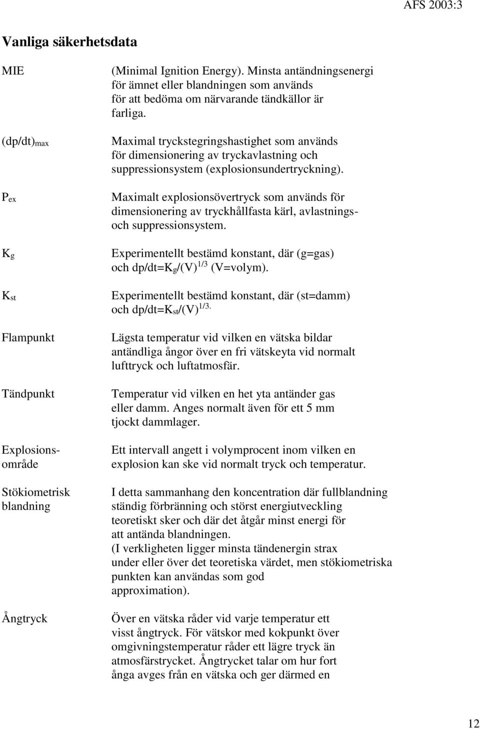 Maximal tryckstegringshastighet som används för dimensionering av tryckavlastning och suppressionsystem (explosionsundertryckning).