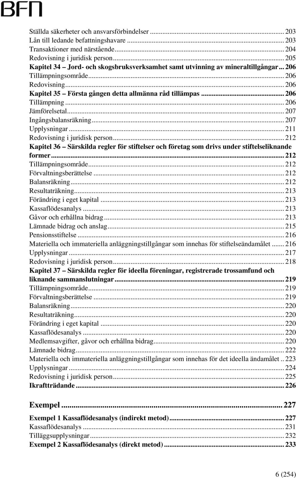 .. 206 Tillämpning... 206 Jämförelsetal... 207 Ingångsbalansräkning... 207 Upplysningar... 211 Redovisning i juridisk person.