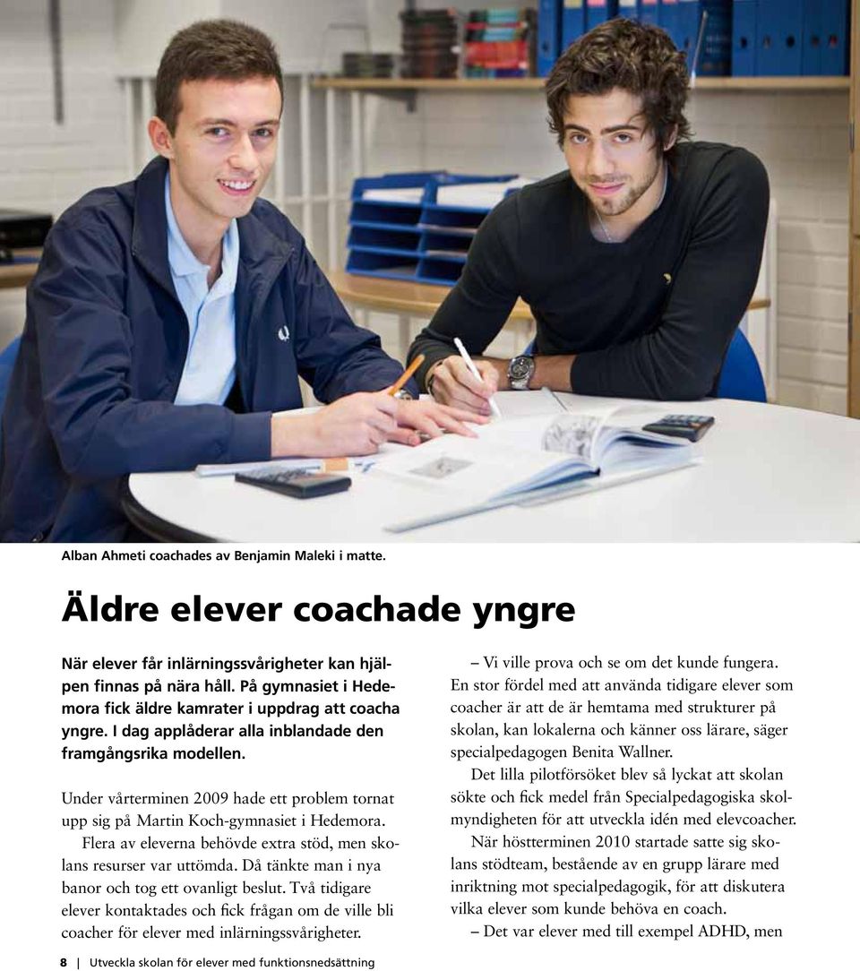 Under vårterminen 2009 hade ett problem tornat upp sig på Martin Koch-gymnasiet i Hedemora. Flera av eleverna behövde extra stöd, men skolans resurser var uttömda.