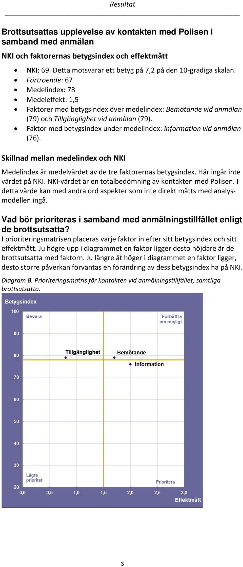 Faktor med betygsindex under medelindex: Information vid anmälan (76). Skillnad mellan medelindex och NKI Medelindex är medelvärdet av de tre faktorernas betygsindex. Här ingår inte värdet på NKI.