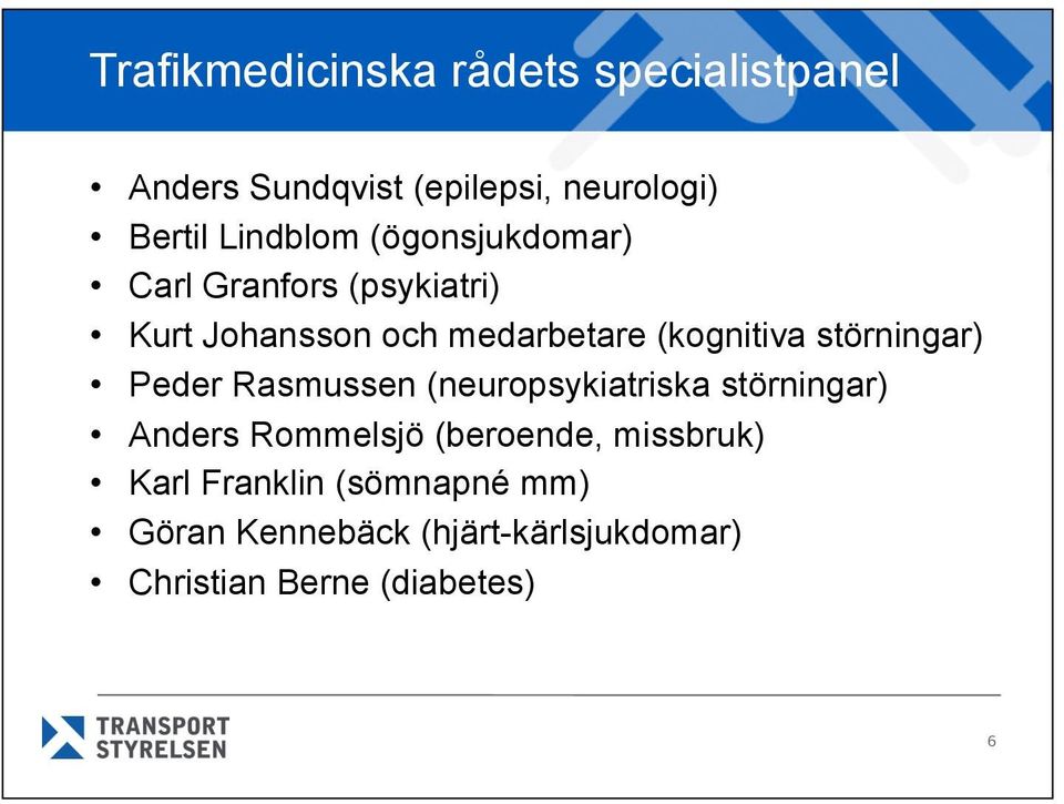 störningar) Peder Rasmussen (neuropsykiatriska störningar) Anders Rommelsjö (beroende,