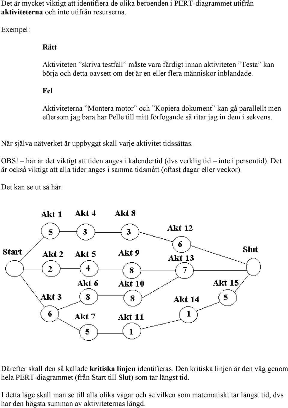 Fel Aktiviteterna Montera motor och Kopiera dokument kan gå parallellt men eftersom jag bara har Pelle till mitt förfogande så ritar jag in dem i sekvens.