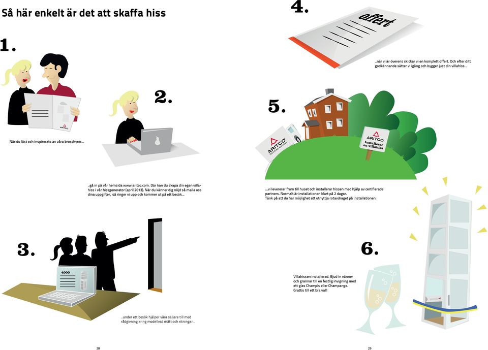 När du känner dig nöjd så maila oss dina uppgifter, så ringer vi upp och kommer ut på ett besök......vi levererar fram till huset och installerar hissen med hjälp av certifierade partners.
