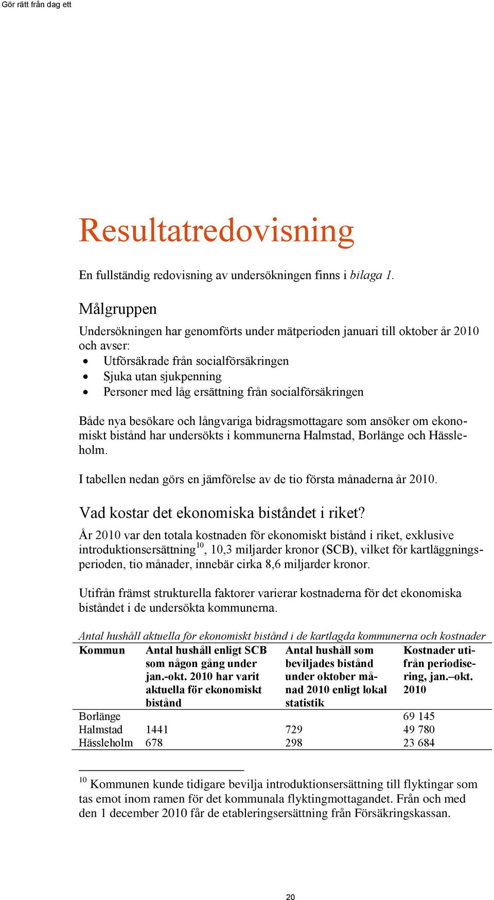 socialförsäkringen Både nya besökare och långvariga bidragsmottagare som ansöker om ekonomiskt bistånd har undersökts i kommunerna Halmstad, Borlänge och Hässleholm.