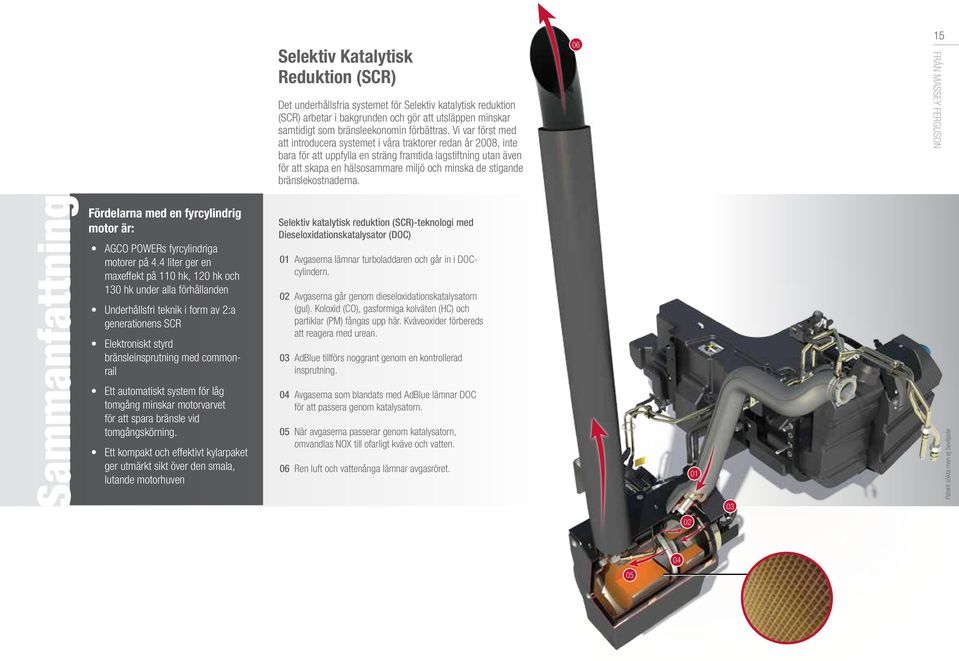 stigande bränslekostnaderna. 06 15 FRÅN MASSEY FERGUSON Sammanfattning Fördelarna med en fyrcylindrig motor är: AGCO POWERs fyrcylindriga motorer på 4.