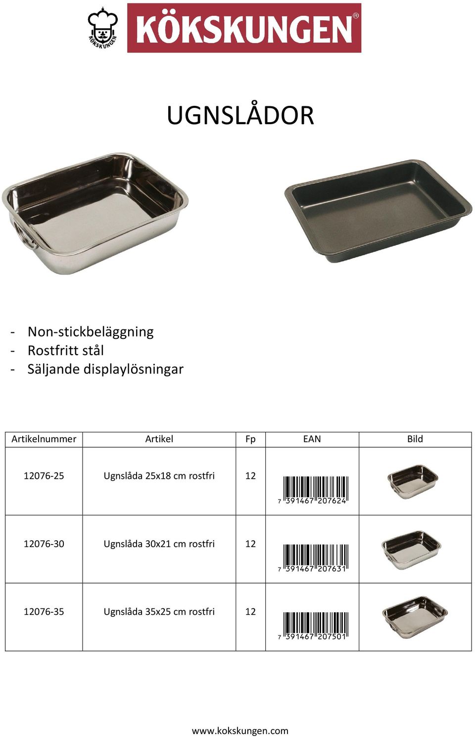 Ugnslåda 25x18 cm rostfri 12 <$t"o'r=cahgce< 12076-30 Ugnslåda