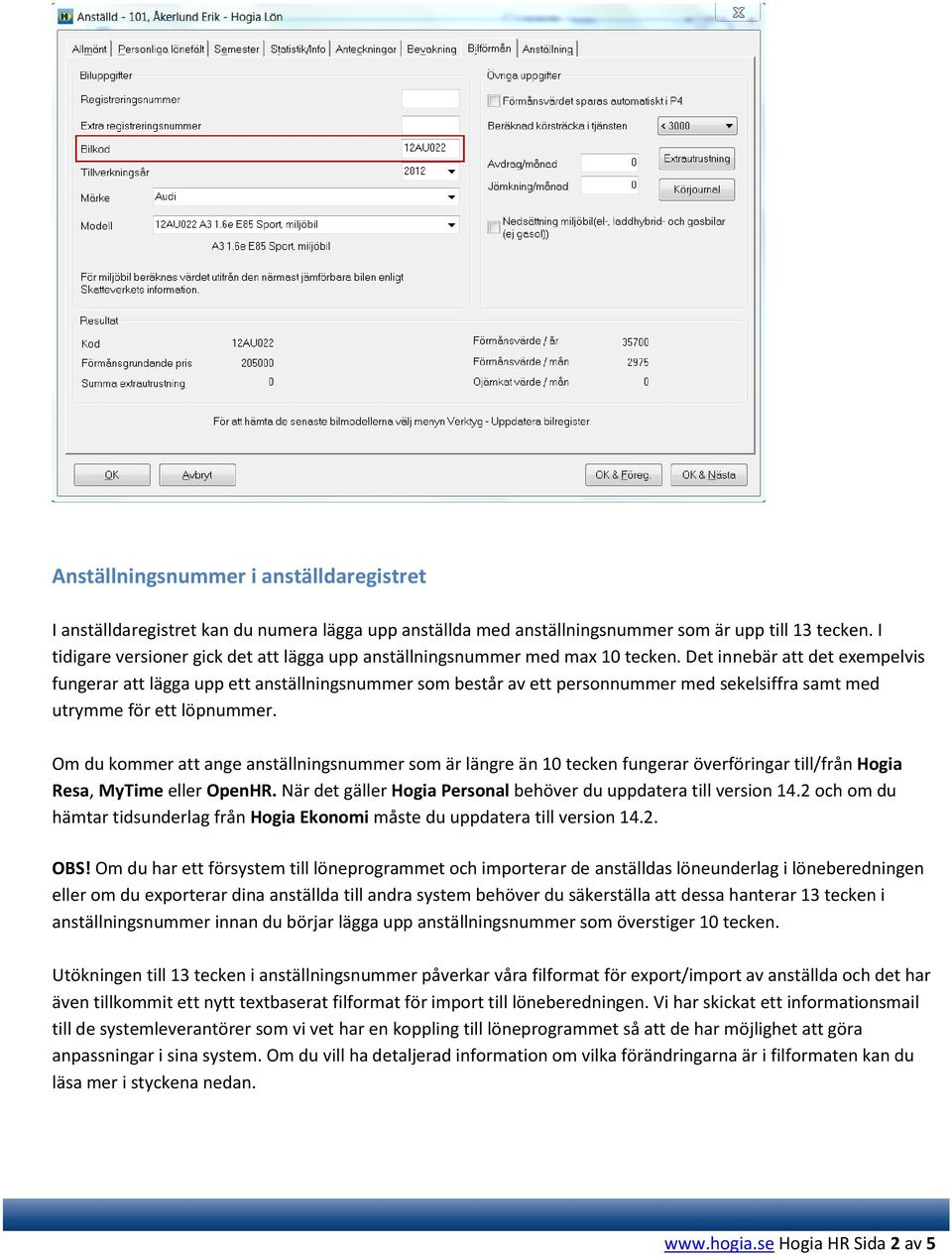 Det innebär att det exempelvis fungerar att lägga upp ett anställningsnummer som består av ett personnummer med sekelsiffra samt med utrymme för ett löpnummer.