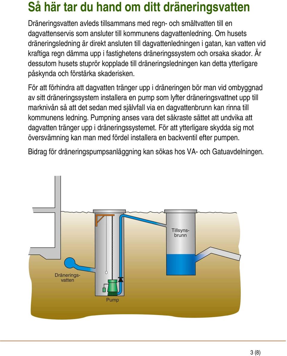 Är dessutom husets stuprör kopplade till dräneringsledningen kan detta ytterligare påskynda och förstärka skaderisken.