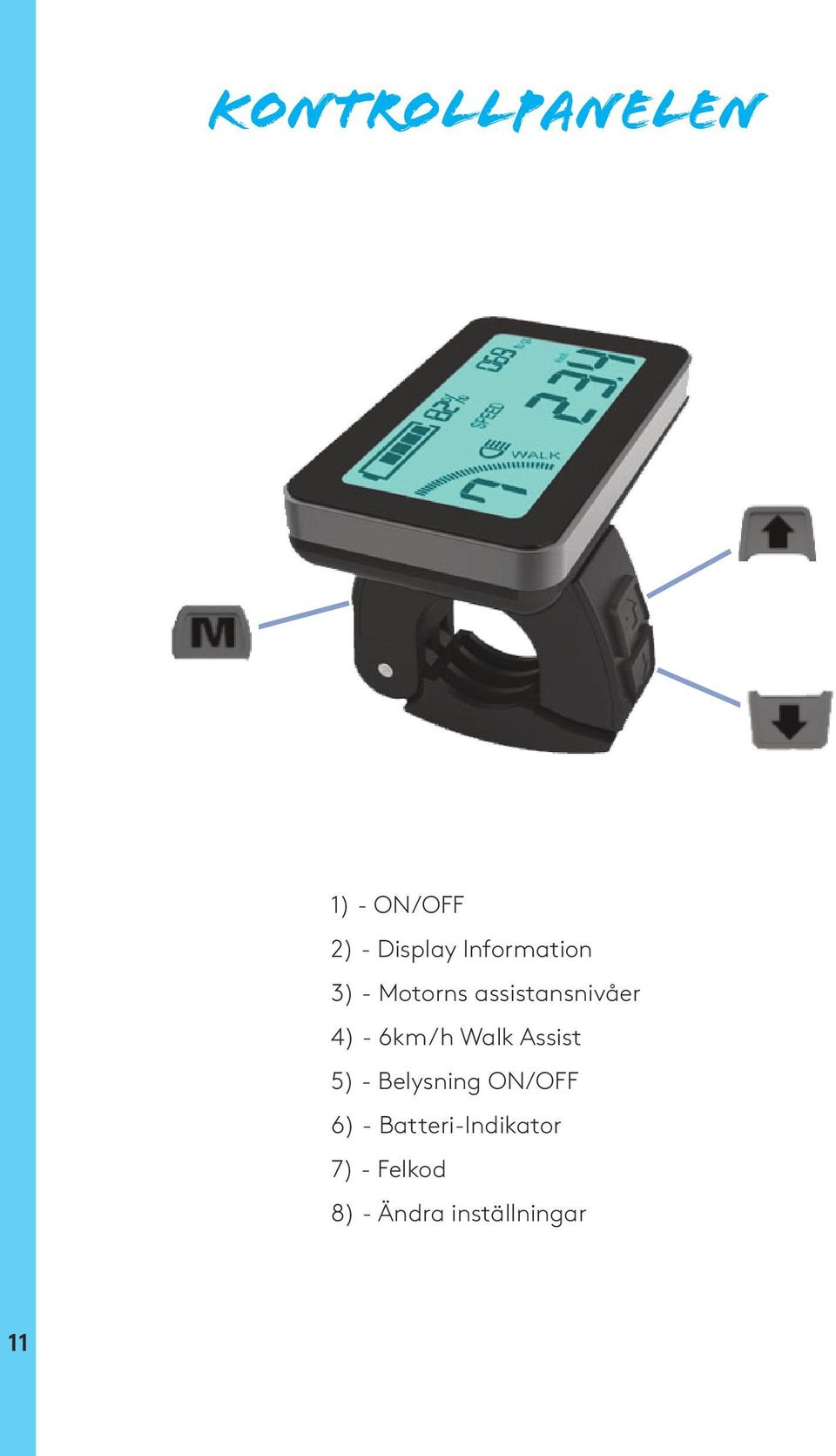 6km/h Walk Assist 5) - Belysning ON/OFF 6) -